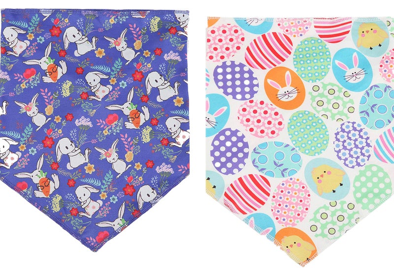 BoomBone Easter Dog Bandana 2 Pack - Triangle Bibs Pet Scarf for Small to Large Dogs and Cat - Image 2